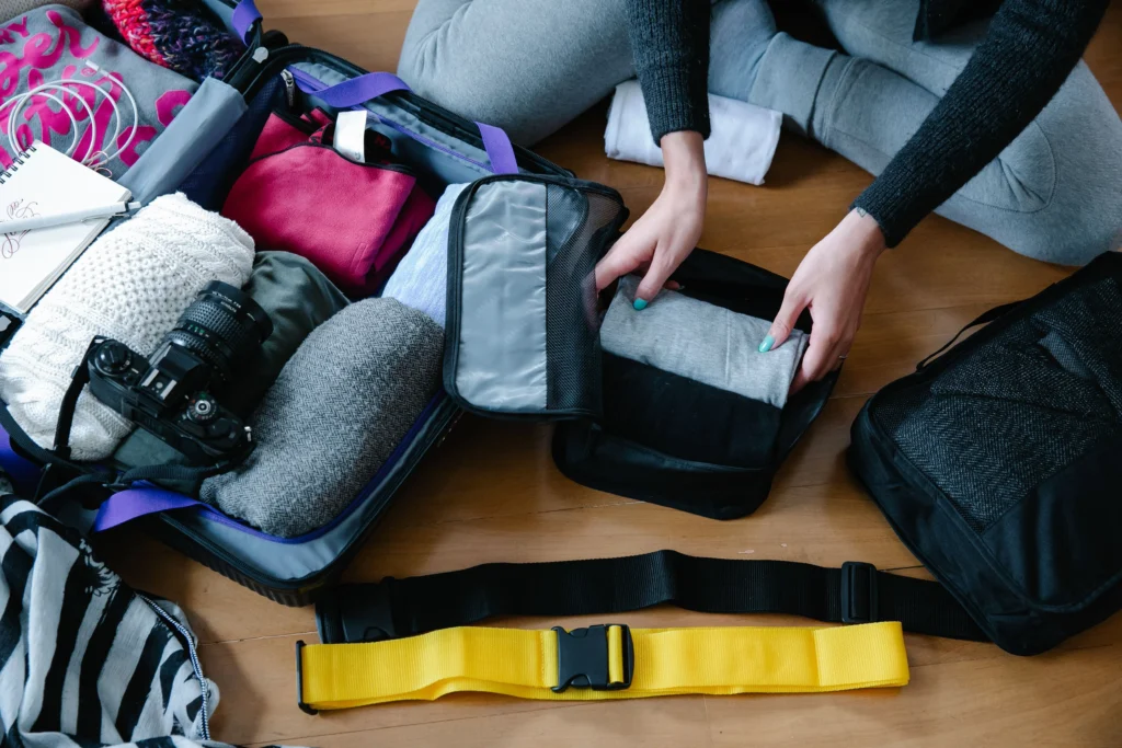 Minimalist travel capsule wardrobe with versatile outfits