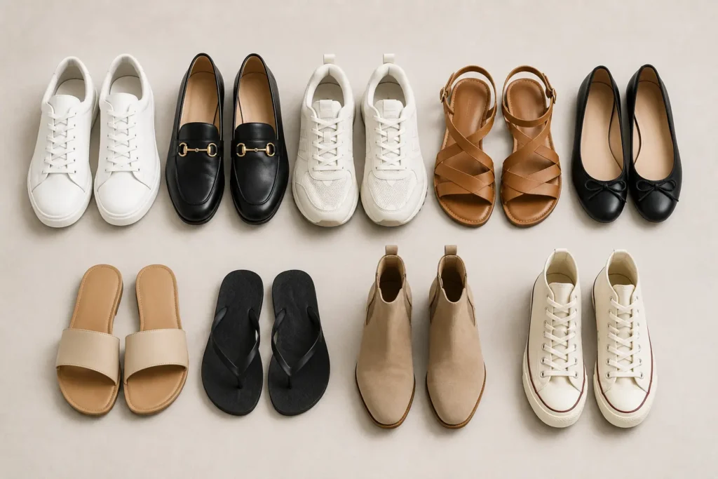 Essential shoes for a travel capsule wardrobe