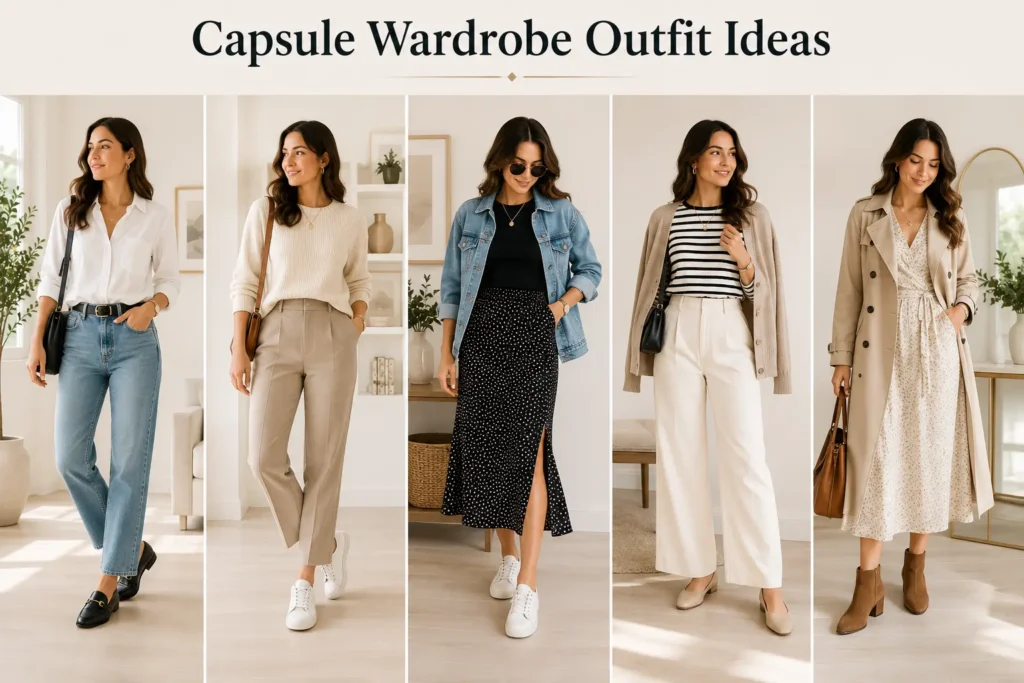 Women's capsule wardrobe outfit ideas for everyday wear