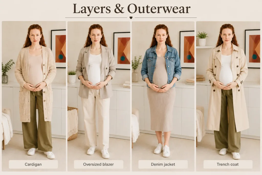 Maternity layers and outerwear essentials
