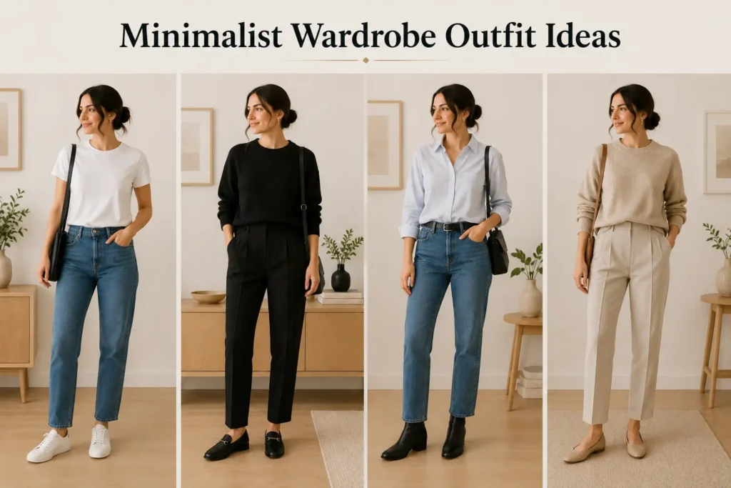 Women's minimalist wardrobe outfit ideas