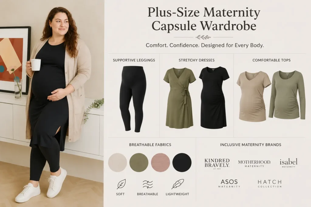 Plus-size maternity capsule wardrobe essentials