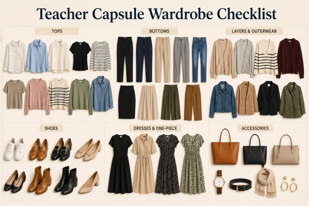 Teacher capsule wardrobe checklist