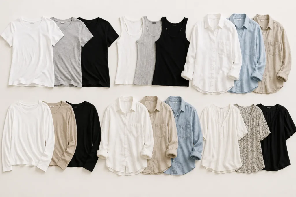 Essential tops for a travel capsule wardrobe