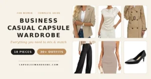 Business casual capsule wardrobe for women featured guide — 18 pieces that create 30+ office outfits
