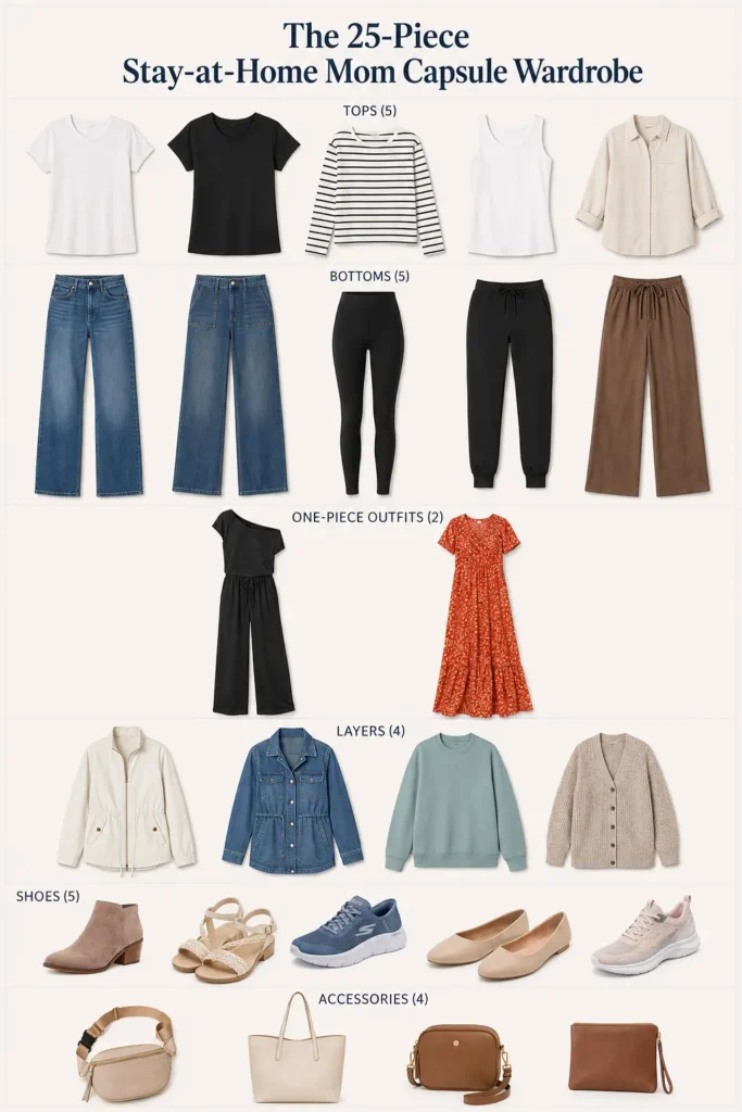 The 25-Piece Stay-at-Home Mom Capsule Wardrobe