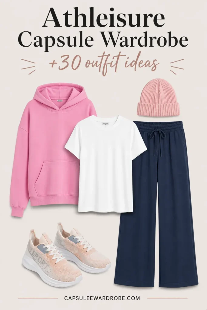 Wide-leg lounge pants with tee, hoodie and beanie casual athleisure outfit