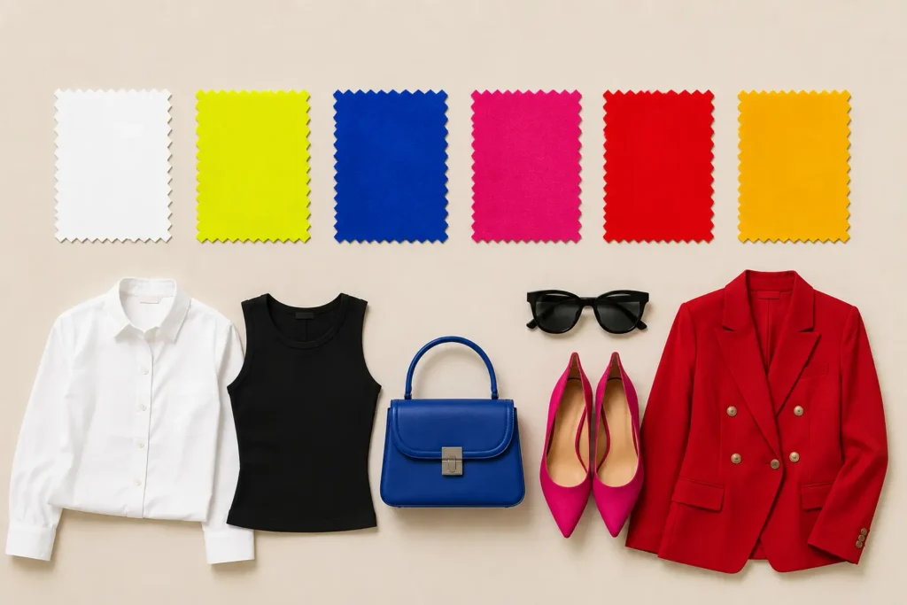 Bright, icy and high-contrast colors compared with the soft muted tones of a Soft Autumn palette